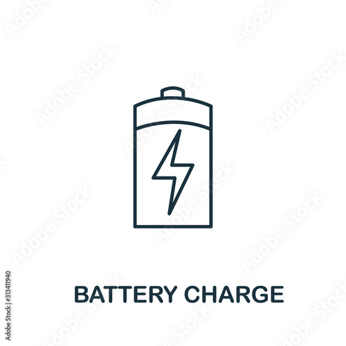 Battery Charge icon from clean energy collection. Simple line element Battery Charge symbol for templates, web design and infographics © Mariia