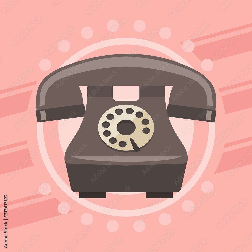 Retro telephone design on pink background Retro telephone design on pink background