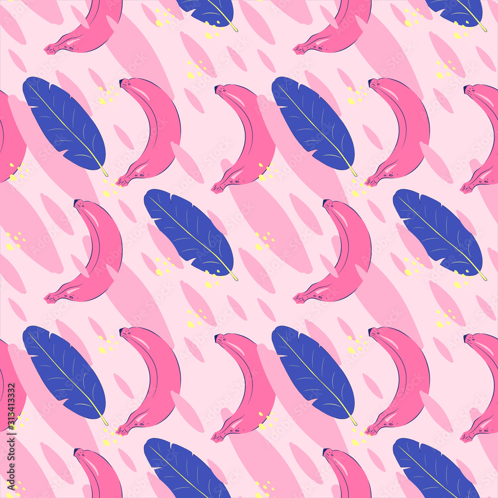 Vector banana pattern with abstract figures