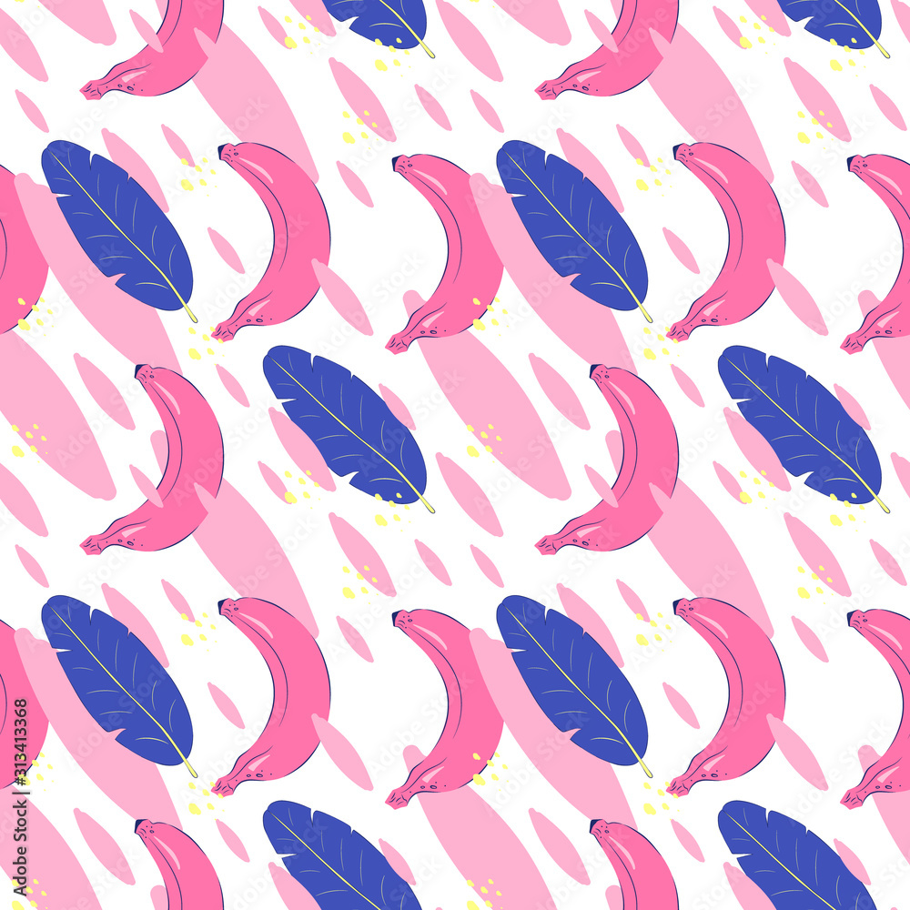 Obraz premium Vector banana pattern with abstract figures