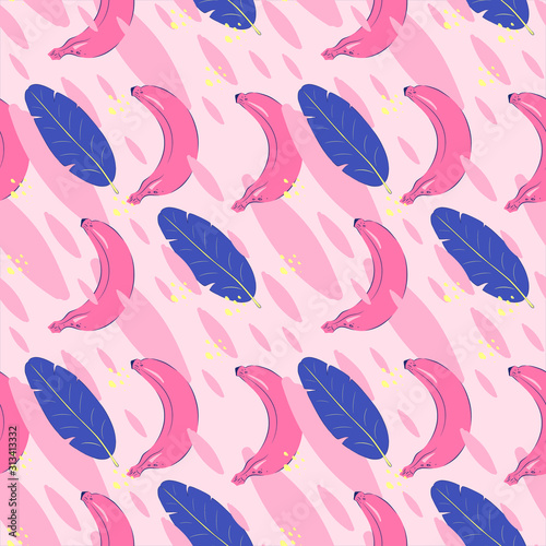 Vector banana pattern with abstract figures