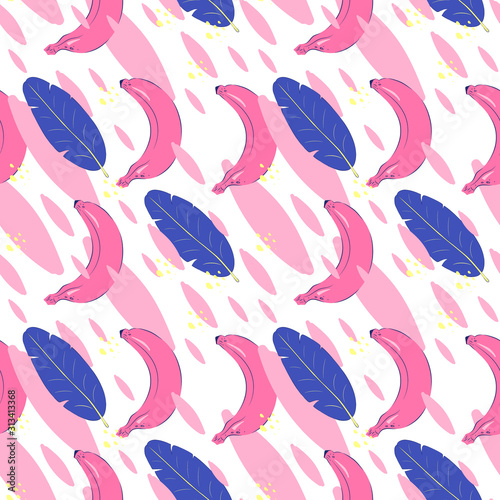 Vector banana pattern with abstract figures