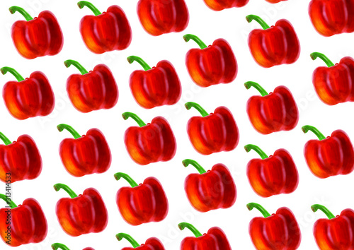 Vector illustration of realistic red paprika seamless pattern background for design