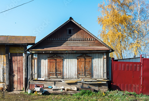 Slavic old historic living house russian facade