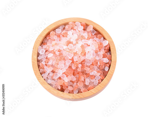 Pink salt isolated on a white background
