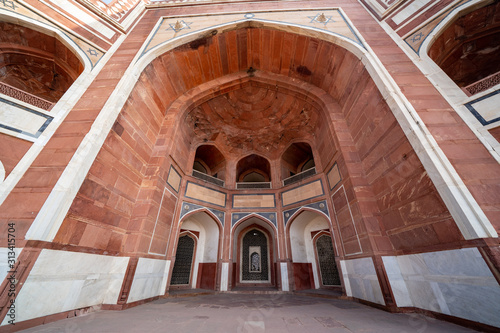 Architectural doorways and arches at the Humayan s Tomb ancient historical complex in New Delhi India