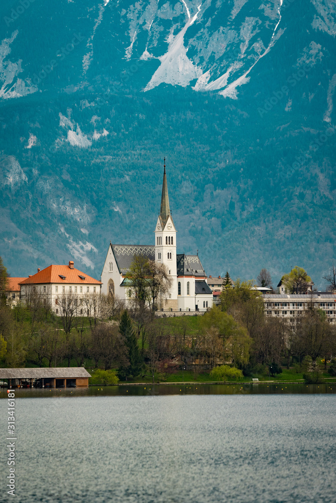 Church at Lake Bled Slovenia European Alps