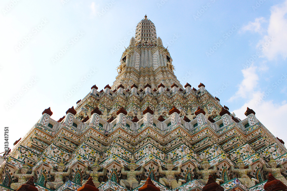 The beautiful big pagoda in corn-cob shape at Thai temple