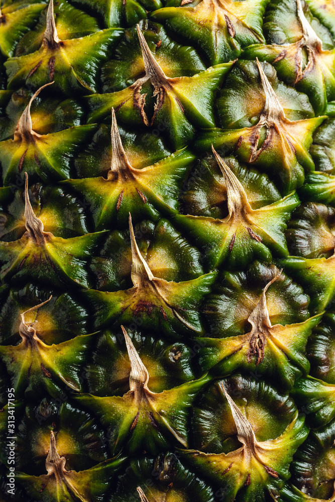 Texture of pineapple peel close-up view