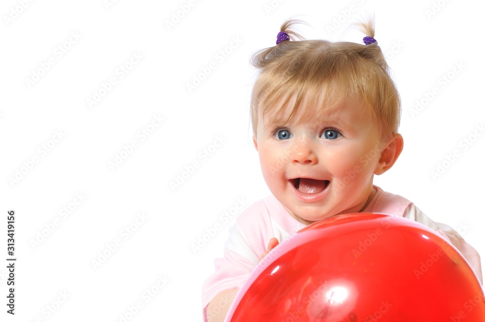 Little girl holding red balloon Little girl holding red balloon