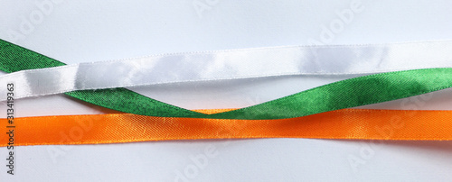 Ribbons representing Indian flag colors. 