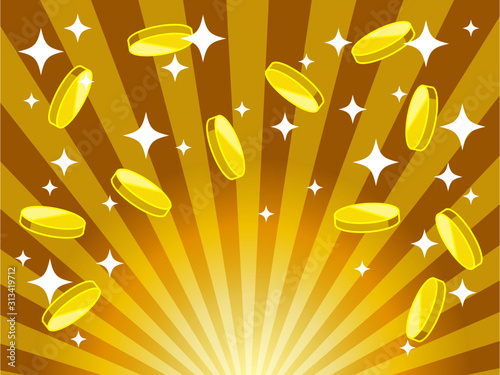 Radial background with coin material