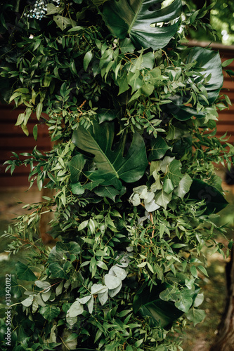 beautiful green leaves for wedding decoration