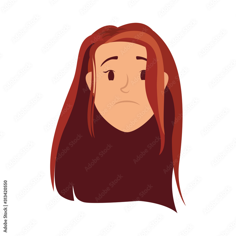 cute young woman head avatar character