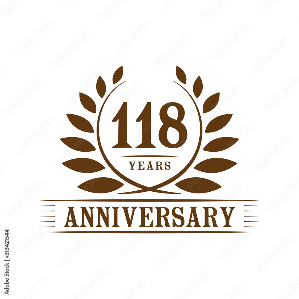 Fototapeta premium 118 years logo design template. One hundred eighteenth anniversary vector and illustration.
