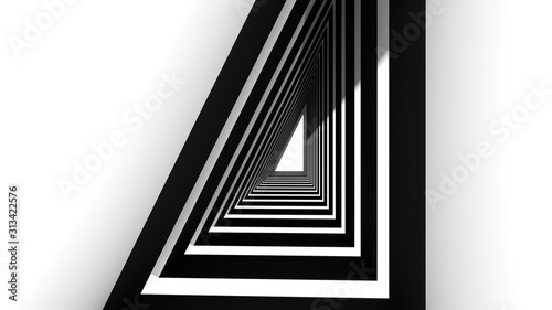 Fototapeta Naklejka Na Ścianę i Meble -  3d render of abstract triangle shape in tunnel background