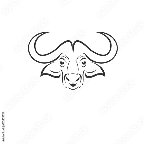 Vector image of an buffalo black and white. design style. animal. art. symbol. logo. Mammals. Wild buffalo. Illustrator. on white background