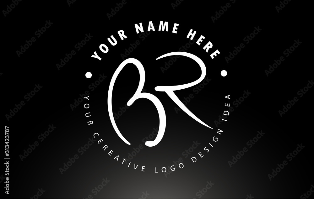 Fototapeta premium BR Handwritten Letters Logo Design with Circular Letter Pattern. Creative Handwritten Signature Logo Icon