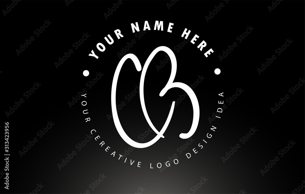 Fototapeta premium CB Handwritten Letters Logo Design with Circular Letter Pattern. Creative Handwritten Signature Logo Icon