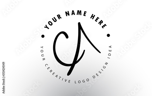 CA Handwritten Letters Logo Design with Circular Letter Pattern. Creative Handwritten Signature Logo Icon