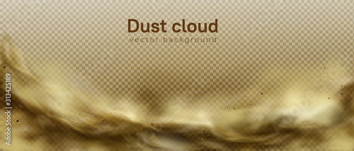 Fotografia Desert sandstorm, brown dusty cloud or dry sand flying with gust of wind, big ex