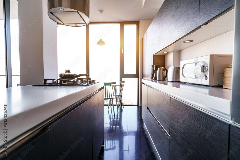 Stylish luxury design of modern kitchen interior in the apartment Stylish luxury design of modern kitchen interior in the apartment