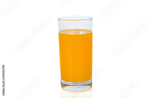 glass of orange juice isolated on white background