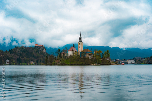 Lake Bled Island Slovenia European Alps Alpine Christian Church