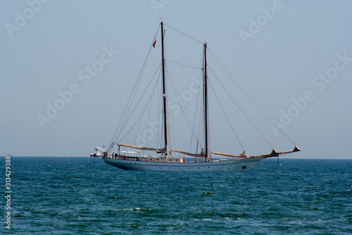 Vessel anchored offshore of sea