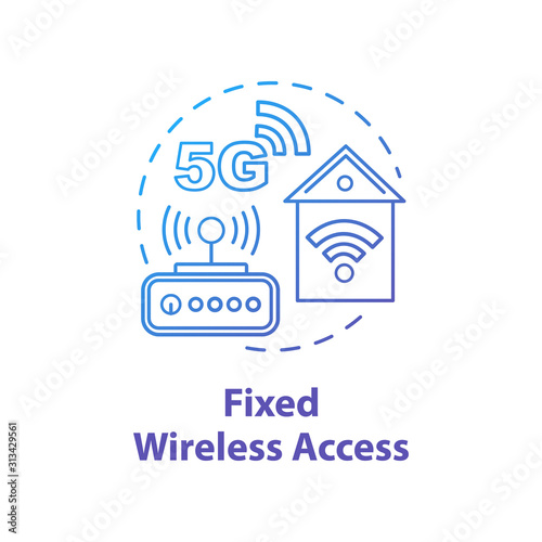 Fixed wireless access concept icon. Global coverege. 5G technologies idea thin line illustration. Mobile internet. High-speed connection. Vector isolated outline drawing. Editable stroke
