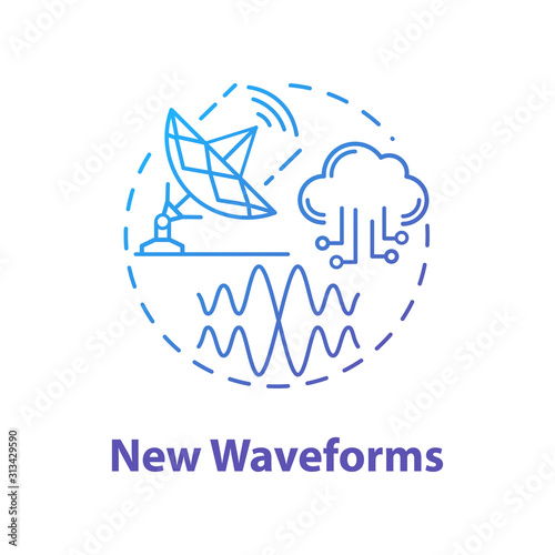 New waveforms concept icon. Global coverege. 5G technologies idea thin line illustration. High-speed connection. Mobile internet. Vector isolated outline drawing. Editable stroke