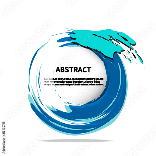 Vector brush strokes circles on dark blue of paint on white background. Business background. Abstract background. Hand drawn. Texture background. Abstract round shape.