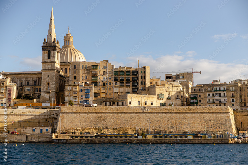 Horizontal Cathedral from sea, Valletta, Malta