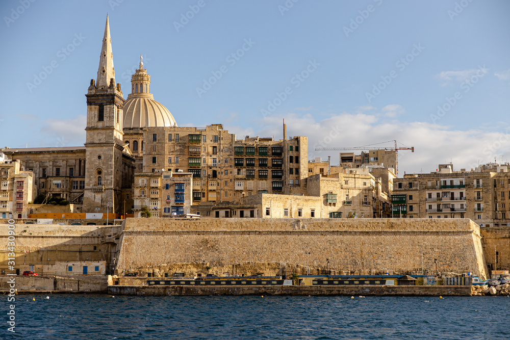 Horizontal Cathedral from sea, Valletta, Malta Horizontal Cathedral from sea, Valletta, Malta