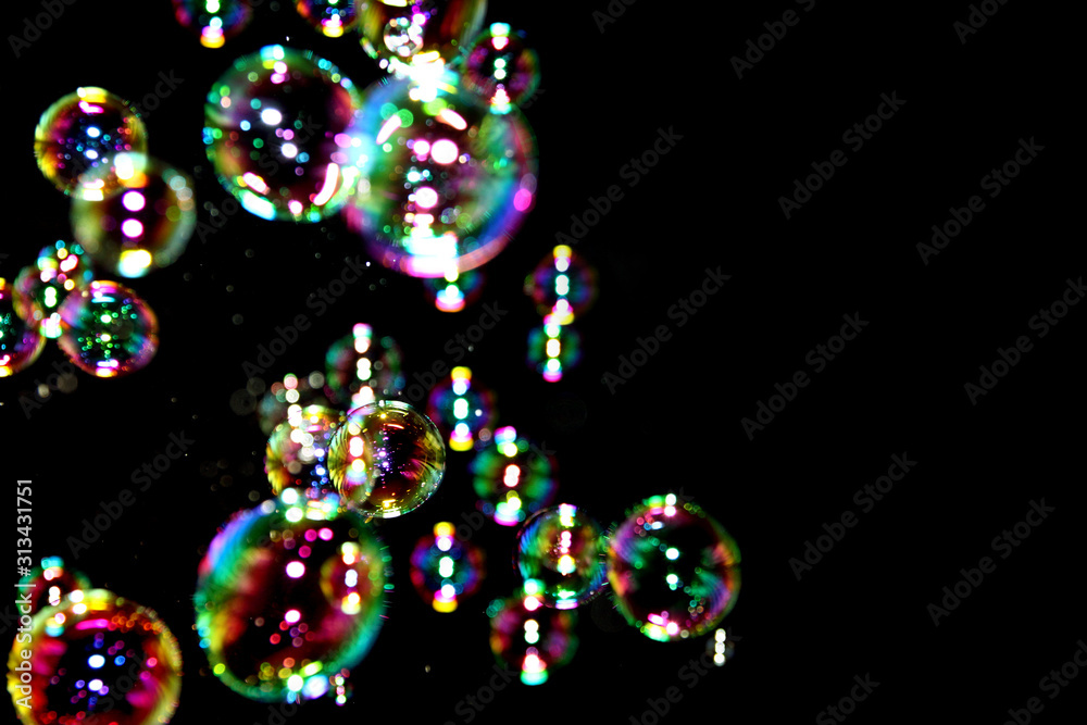 Soap bubbles in black background Soap bubbles in black background