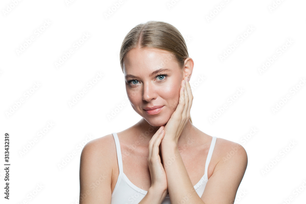 Portrait of beautiful girl isolated on white background. Young woman isolated Portrait of beautiful girl isolated on white background. Young woman isolated