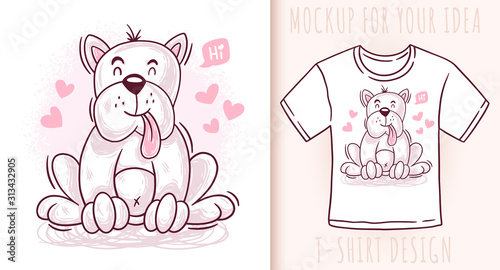 Cartoon cute baby dog puppy. Vector illustration on white background.