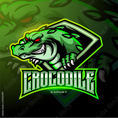 Angry crocodile mascot esport logo design