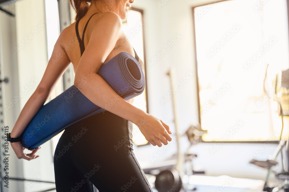 Fitness, workout, yoga, exercise, activity, lifestyle concept. Women exercise with yoga to lose weight, Women who wear sportswear and exercise for diet. Workout concept. Fitness, workout, yoga, exercise, activity, lifestyle concept. Women exercise with yoga to lose weight, Women who wear sportswear and exercise for diet. Workout concept.