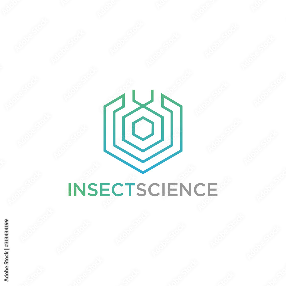 Modern linear hexagon with insect shape logo template vector Modern linear hexagon with insect shape logo template vector