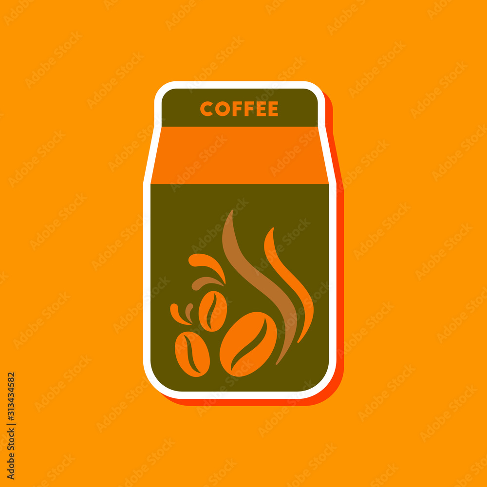 paper sticker on stylish background coffee paper package