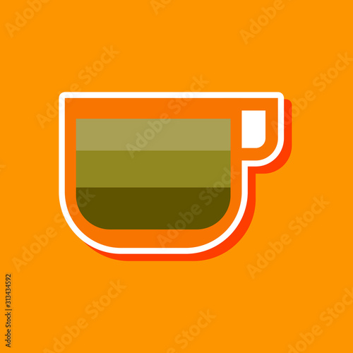 paper sticker on stylish background coffee cup latte macchiato