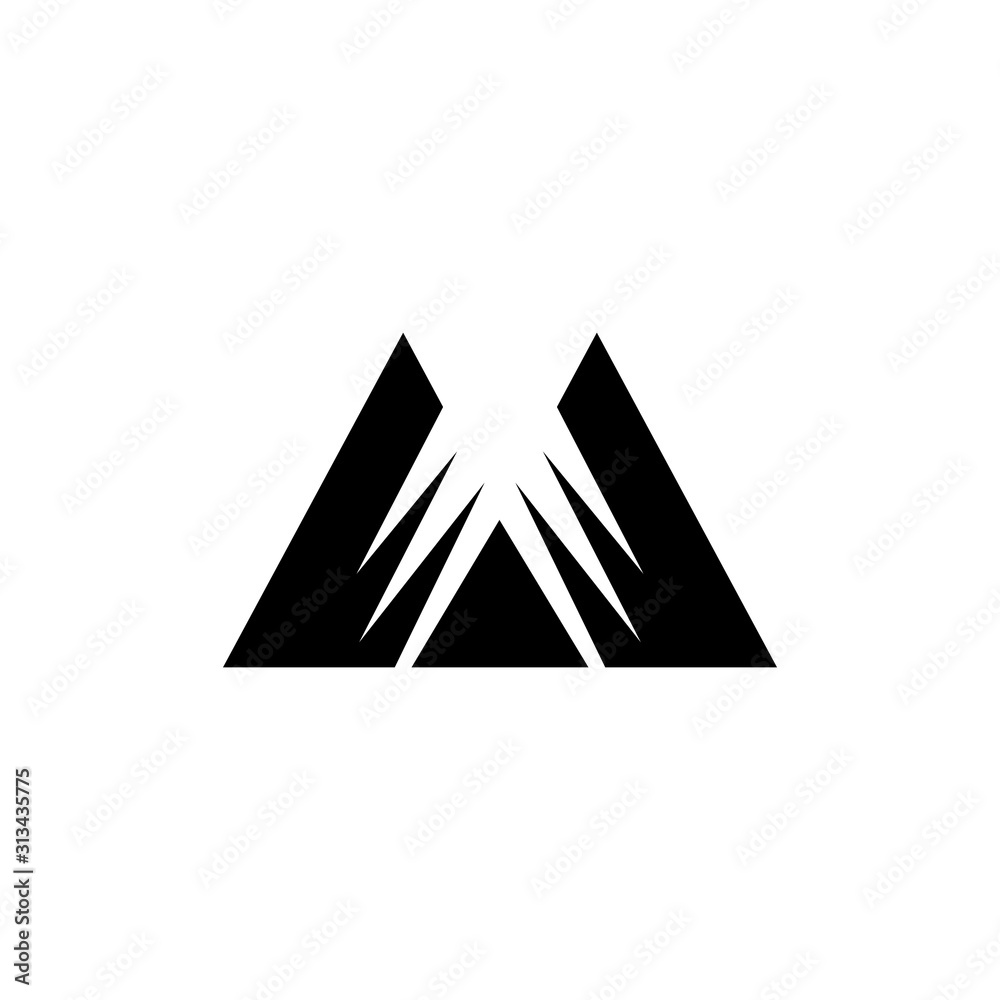 Abstract Mountain Logo. Top of the mountain in the form of letter M. Abstract Mountain Logo. Top of the mountain in the form of letter M.