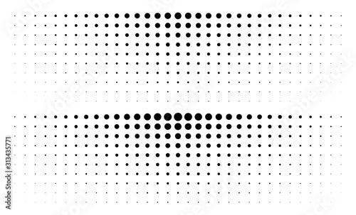 Set of gradient halftone dots backgrounds. Horizontal templates using halftone dots pattern. Vector illustration