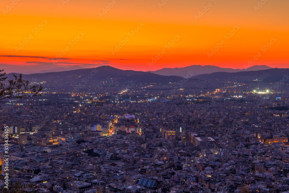 Orange Sunset over Athens