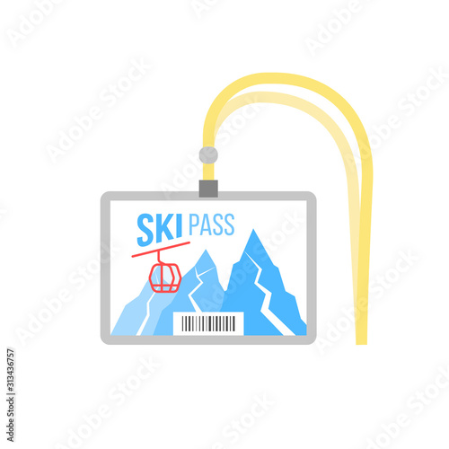 ski pass badge with barcode