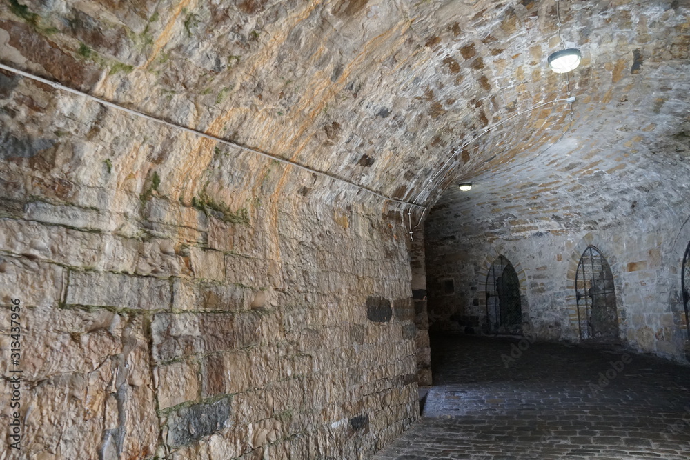 wall of underground tunnel in Hohenzollern Castle Bisingen Germany wall of underground tunnel in Hohenzollern Castle Bisingen Germany