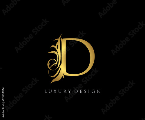 Golden D Luxury Logo Icon, Classy D Letter Logo Design.