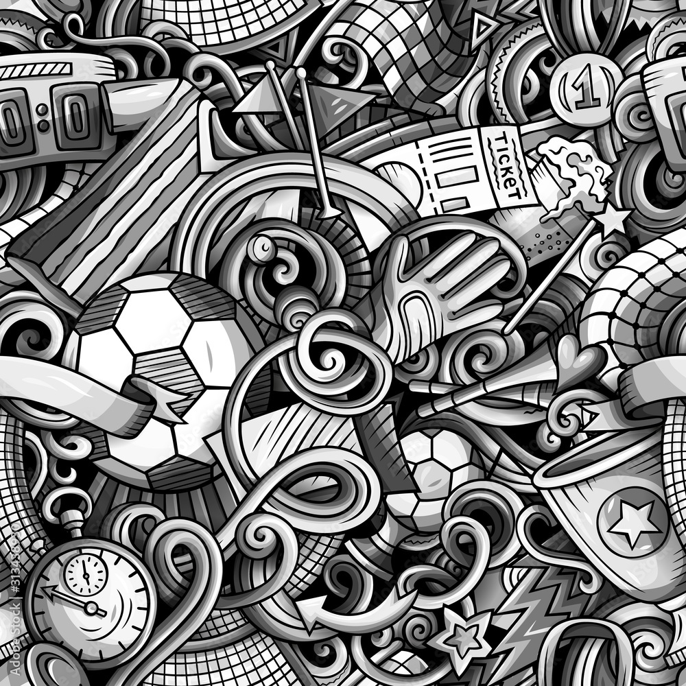 Cartoon doodles Football seamless pattern Cartoon doodles Football seamless pattern