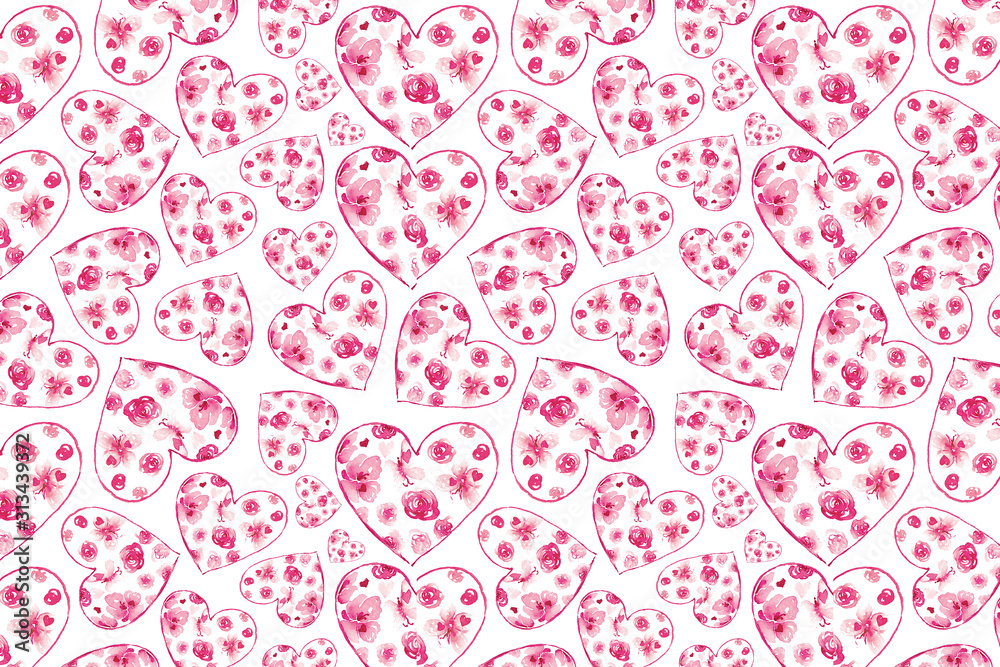 Seamless pattern with hand drawn hearts. Creative abstract texture for wrapping, textile, wallpaper.